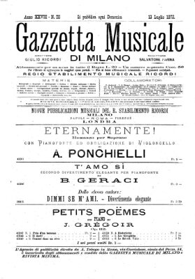 Gazzetta musicale di Milano Sonntag 13. Juli 1873