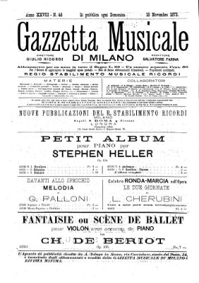 Gazzetta musicale di Milano Sonntag 16. November 1873