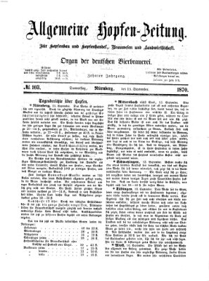 Allgemeine Hopfen-Zeitung Donnerstag 15. September 1870