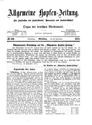 Allgemeine Hopfen-Zeitung Donnerstag 29. September 1870