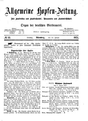 Allgemeine Hopfen-Zeitung Dienstag 31. Januar 1871