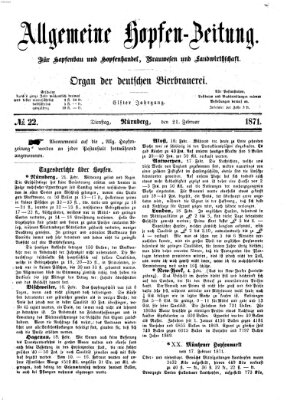 Allgemeine Hopfen-Zeitung Dienstag 21. Februar 1871