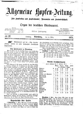 Allgemeine Hopfen-Zeitung Samstag 4. März 1871