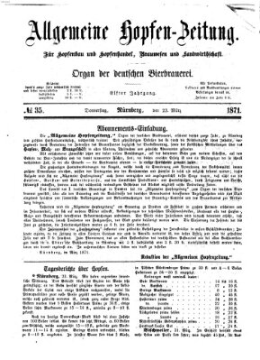 Allgemeine Hopfen-Zeitung Donnerstag 23. März 1871