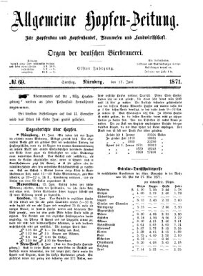 Allgemeine Hopfen-Zeitung Samstag 17. Juni 1871