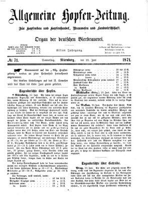 Allgemeine Hopfen-Zeitung Donnerstag 22. Juni 1871