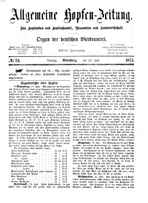 Allgemeine Hopfen-Zeitung Dienstag 27. Juni 1871