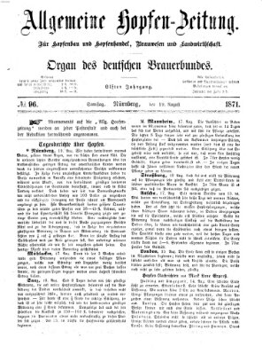 Allgemeine Hopfen-Zeitung Samstag 19. August 1871