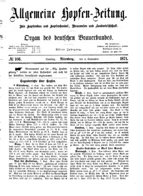 Allgemeine Hopfen-Zeitung Samstag 9. September 1871