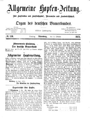 Allgemeine Hopfen-Zeitung Dienstag 3. Oktober 1871
