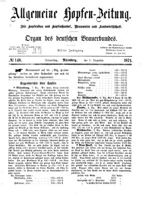 Allgemeine Hopfen-Zeitung Donnerstag 7. Dezember 1871