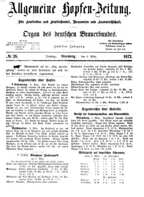 Allgemeine Hopfen-Zeitung Dienstag 5. März 1872