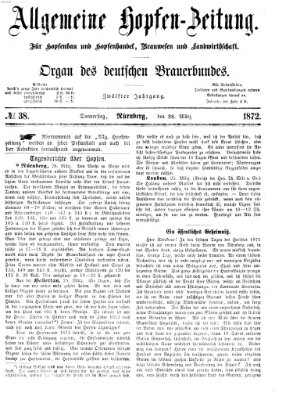Allgemeine Hopfen-Zeitung Donnerstag 28. März 1872