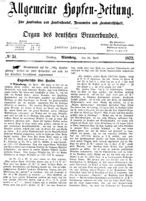 Allgemeine Hopfen-Zeitung Dienstag 30. April 1872