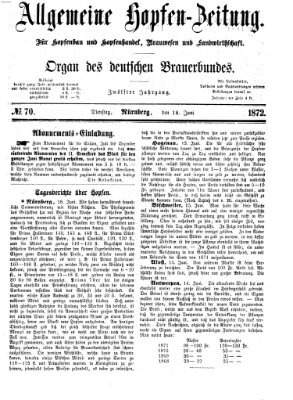 Allgemeine Hopfen-Zeitung Dienstag 18. Juni 1872