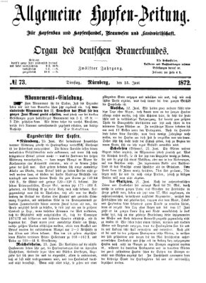 Allgemeine Hopfen-Zeitung Dienstag 25. Juni 1872