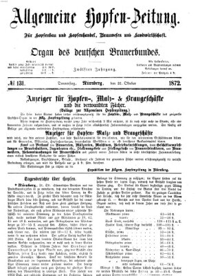 Allgemeine Hopfen-Zeitung Donnerstag 31. Oktober 1872