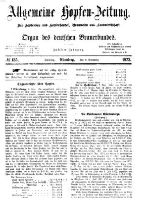 Allgemeine Hopfen-Zeitung Samstag 9. November 1872