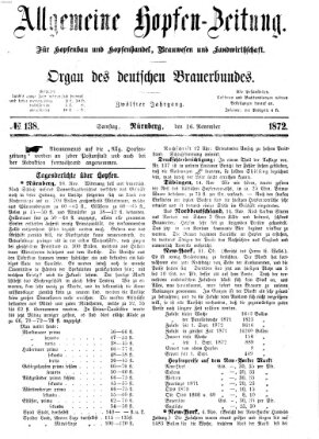 Allgemeine Hopfen-Zeitung Samstag 16. November 1872