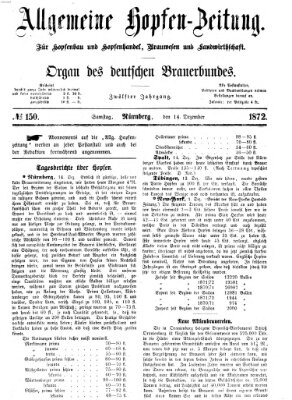 Allgemeine Hopfen-Zeitung Samstag 14. Dezember 1872