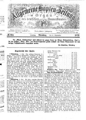 Allgemeine Hopfen-Zeitung Samstag 6. September 1873