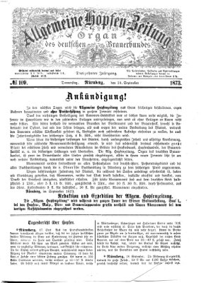Allgemeine Hopfen-Zeitung Donnerstag 18. September 1873