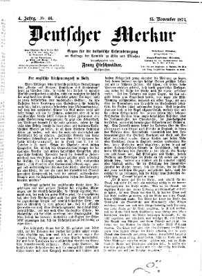 Deutscher Merkur Samstag 15. November 1873