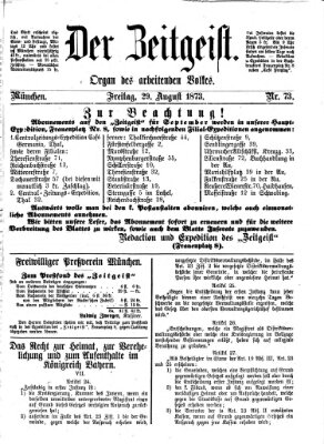Der Zeitgeist Freitag 29. August 1873