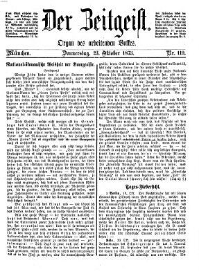 Der Zeitgeist Donnerstag 23. Oktober 1873