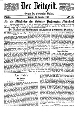 Der Zeitgeist Sonntag 16. November 1873