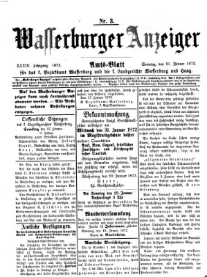 Wasserburger Anzeiger (Wasserburger Wochenblatt) Sonntag 21. Januar 1872