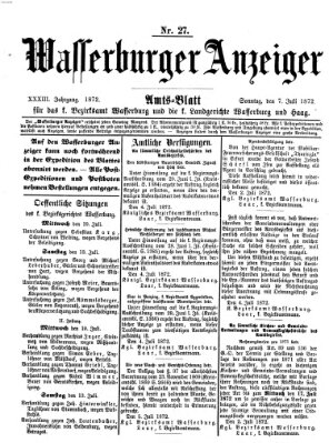 Wasserburger Anzeiger (Wasserburger Wochenblatt) Sonntag 7. Juli 1872