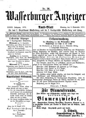 Wasserburger Anzeiger (Wasserburger Wochenblatt) Sonntag 8. September 1872