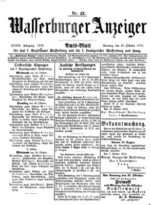 Wasserburger Anzeiger (Wasserburger Wochenblatt) Sonntag 20. Oktober 1872