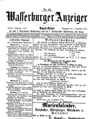 Wasserburger Anzeiger (Wasserburger Wochenblatt) Samstag 1. November 1873