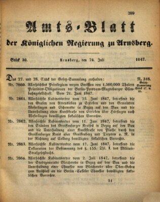 Amtsblatt für den Regierungsbezirk Arnsberg Samstag 24. Juli 1847