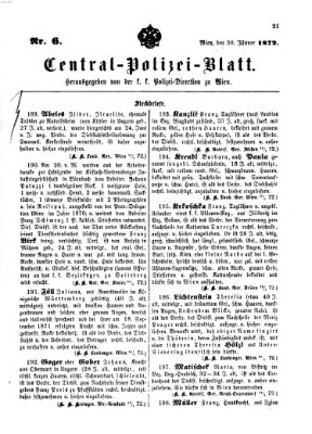 Zentralpolizeiblatt Dienstag 30. Januar 1872