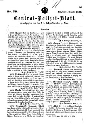 Zentralpolizeiblatt Dienstag 31. Dezember 1872
