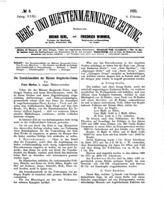Berg- und hüttenmännische Zeitung Freitag 9. Februar 1872