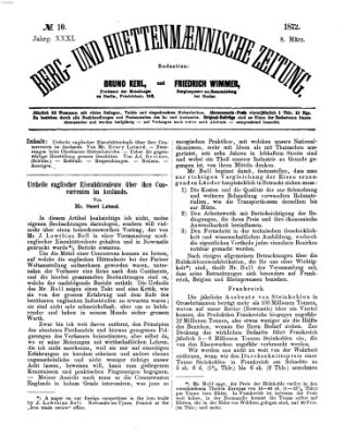 Berg- und hüttenmännische Zeitung Freitag 8. März 1872