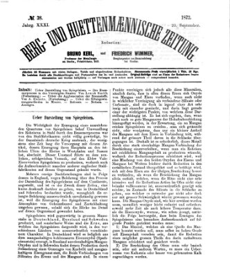 Berg- und hüttenmännische Zeitung Freitag 20. September 1872