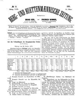 Berg- und hüttenmännische Zeitung Freitag 31. März 1871