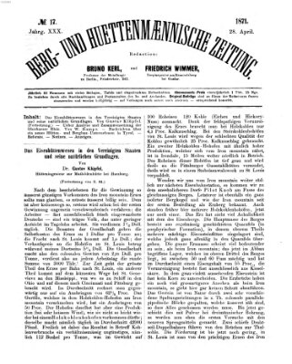 Berg- und hüttenmännische Zeitung Freitag 28. April 1871