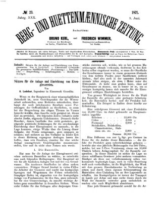 Berg- und hüttenmännische Zeitung Freitag 9. Juni 1871