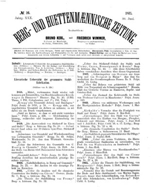 Berg- und hüttenmännische Zeitung Freitag 30. Juni 1871