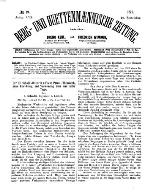 Berg- und hüttenmännische Zeitung Freitag 29. September 1871