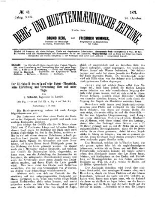 Berg- und hüttenmännische Zeitung Freitag 20. Oktober 1871