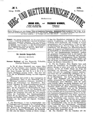Berg- und hüttenmännische Zeitung Freitag 4. Februar 1870