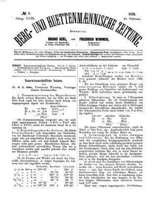 Berg- und hüttenmännische Zeitung Freitag 25. Februar 1870