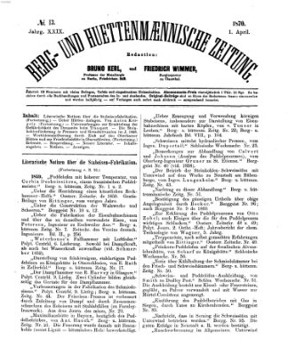 Berg- und hüttenmännische Zeitung Freitag 1. April 1870